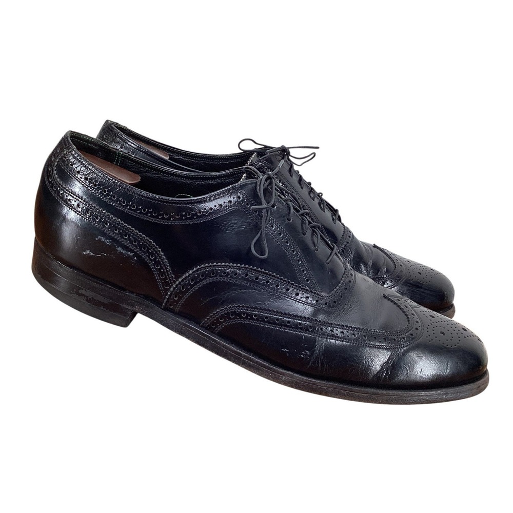 Vintage Florsheim Imperial Black Wingtips 92329 Size 12 D Made In USA Brogue